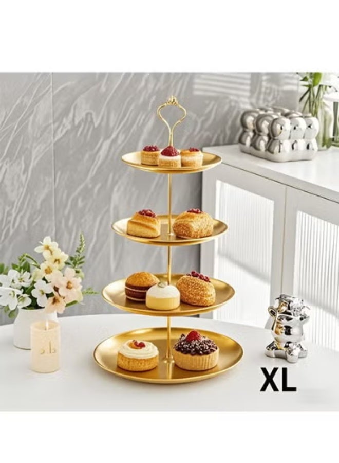 Bukela Stainless Steel 4-Tier Cupcake Stand Tiered Tray Four-Tier Cake Stand 4-Tier Tray Platter for Pastry Dessert Candy Fruit Tea Party Wedding Platter (Gold) - Image 1
